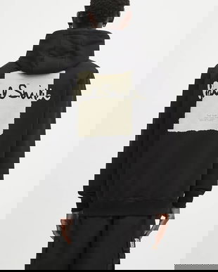 Paul Smith hanorac de bumbac culoarea negru, cu glugă, cu imprimeu, M1R-071Y-TP4929