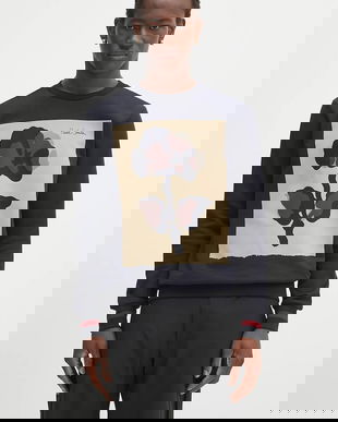 Paul Smith hanorac de bumbac culoarea bleumarin, cu imprimeu, M1R-302S-TP4930