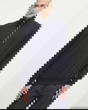 Paul Smith bluză culoarea bleumarin, uni, M1R-631Z-TP4724