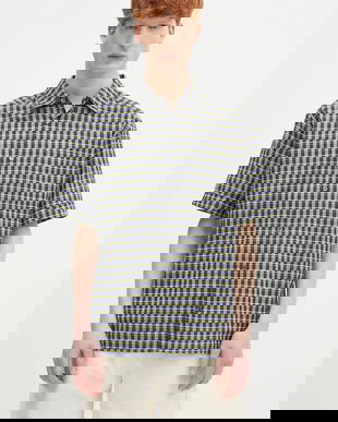 A.P.C. cămașă din bumbac Chemisette Ross culoarea bleumarin, cu guler clasic, regular, COHGA.H12541