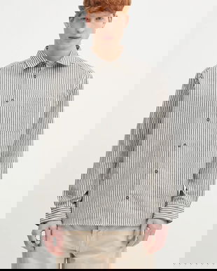 A.P.C. cămașă din bumbac Surchemise Malo culoarea negru, cu guler clasic, relaxed, COHGG.H32023