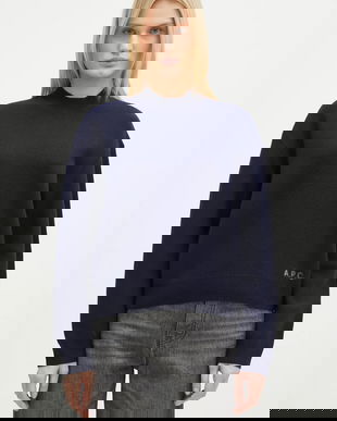 A.P.C. pulover de lână Pull Esther femei, culoarea bleumarin, WVBDK-F23373