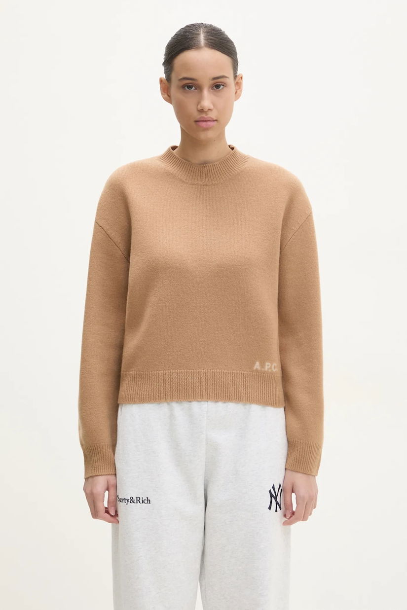 A.P.C. pulover de lana Pull Esther femei, culoarea maro, WVBDK-F23373