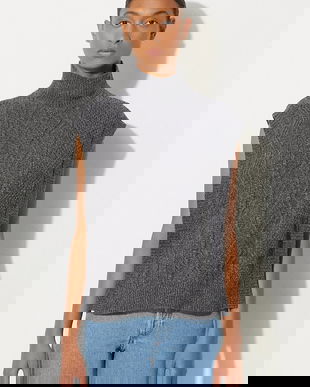 A.P.C. vesta de lana Pull Cameron culoarea gri, cu guler, WVBDQ-F23391