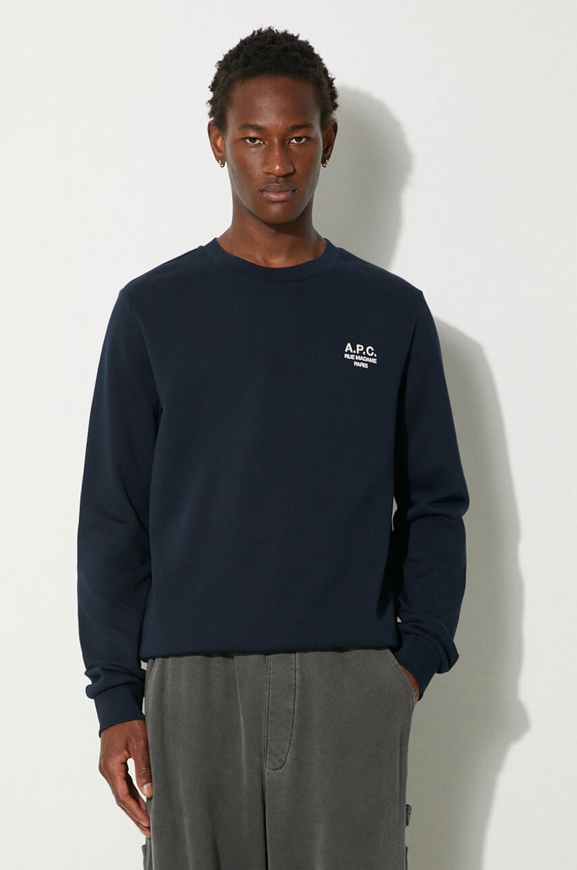 A.P.C. bluza Standard Rue Madame Gots barbati, culoarea albastru marin, neted, COHBV-M27913