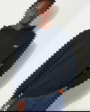 A.P.C. hanorac de bumbac Boxy Petit Vpc barbati, culoarea albastru marin, cu glugă, neted, COHBR-H27917