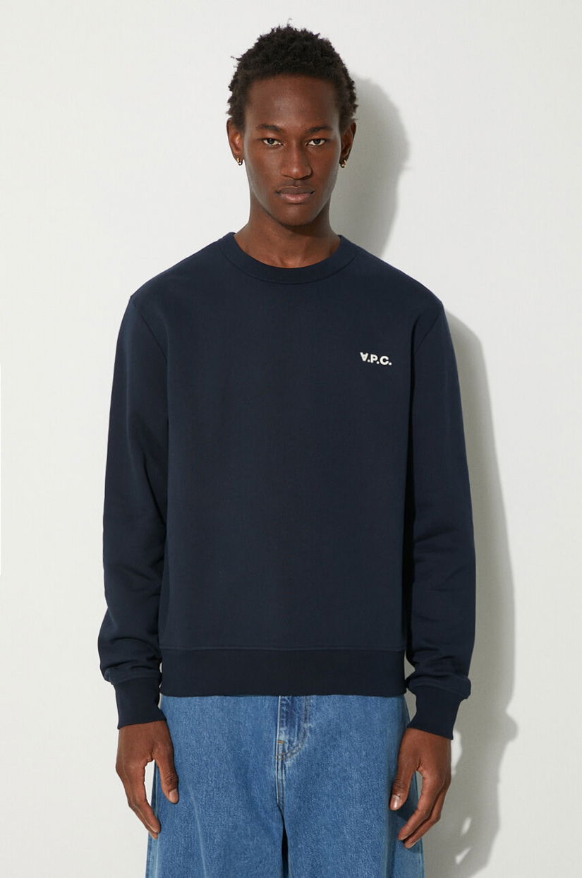 A.P.C. hanorac de bumbac Boxy Petit Vpc barbati, culoarea albastru marin, neted, COHBR-H27916