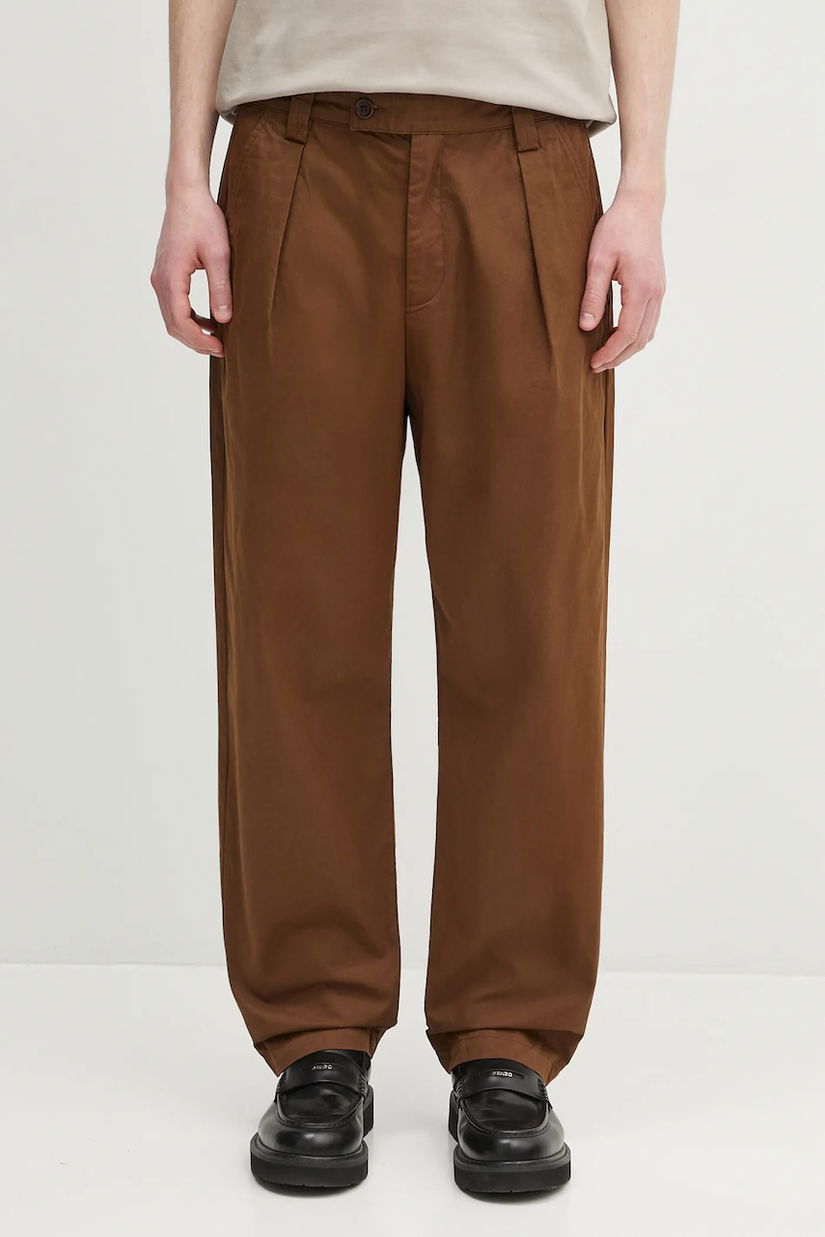 A.P.C. pantaloni de bumbac Pantalon Renato culoarea maro, cu fason chinos, COGZR.H08428