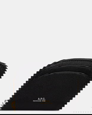 A.P.C. portofel de piele Compact Demi-Lune Mini femei, culoarea negru, PXAWV.F63437