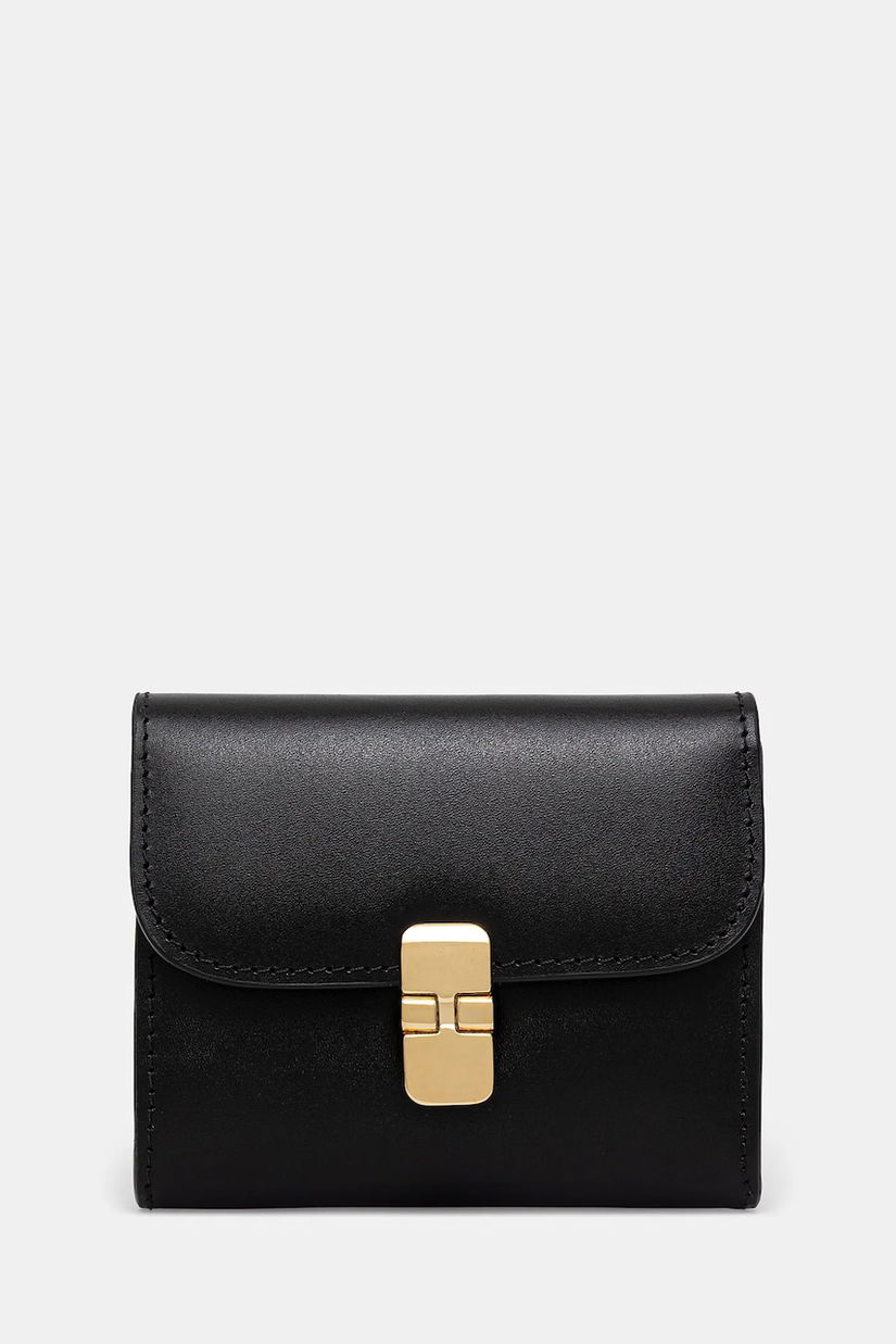 A.P.C. portofel de piele Compact Grace femei, culoarea negru, PXBMW.F63603