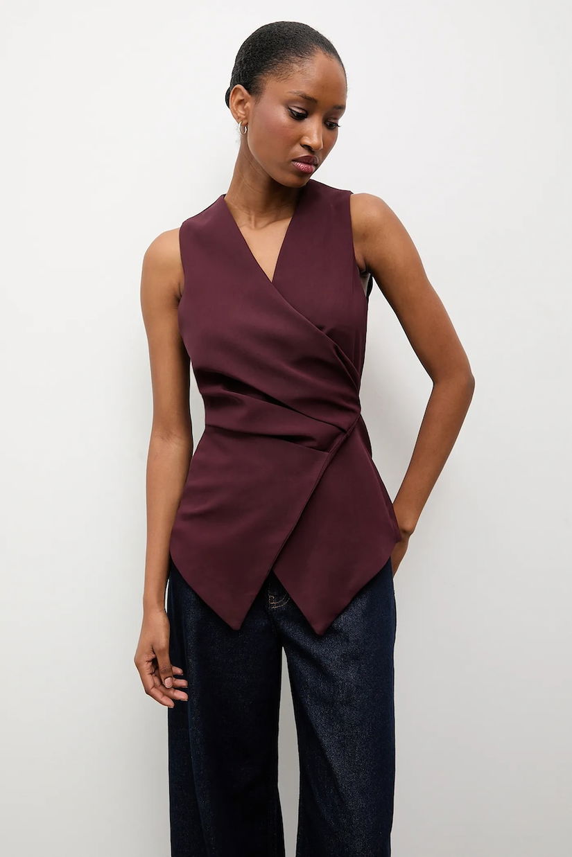 Answear.LAB vesta culoarea bordo, oversize