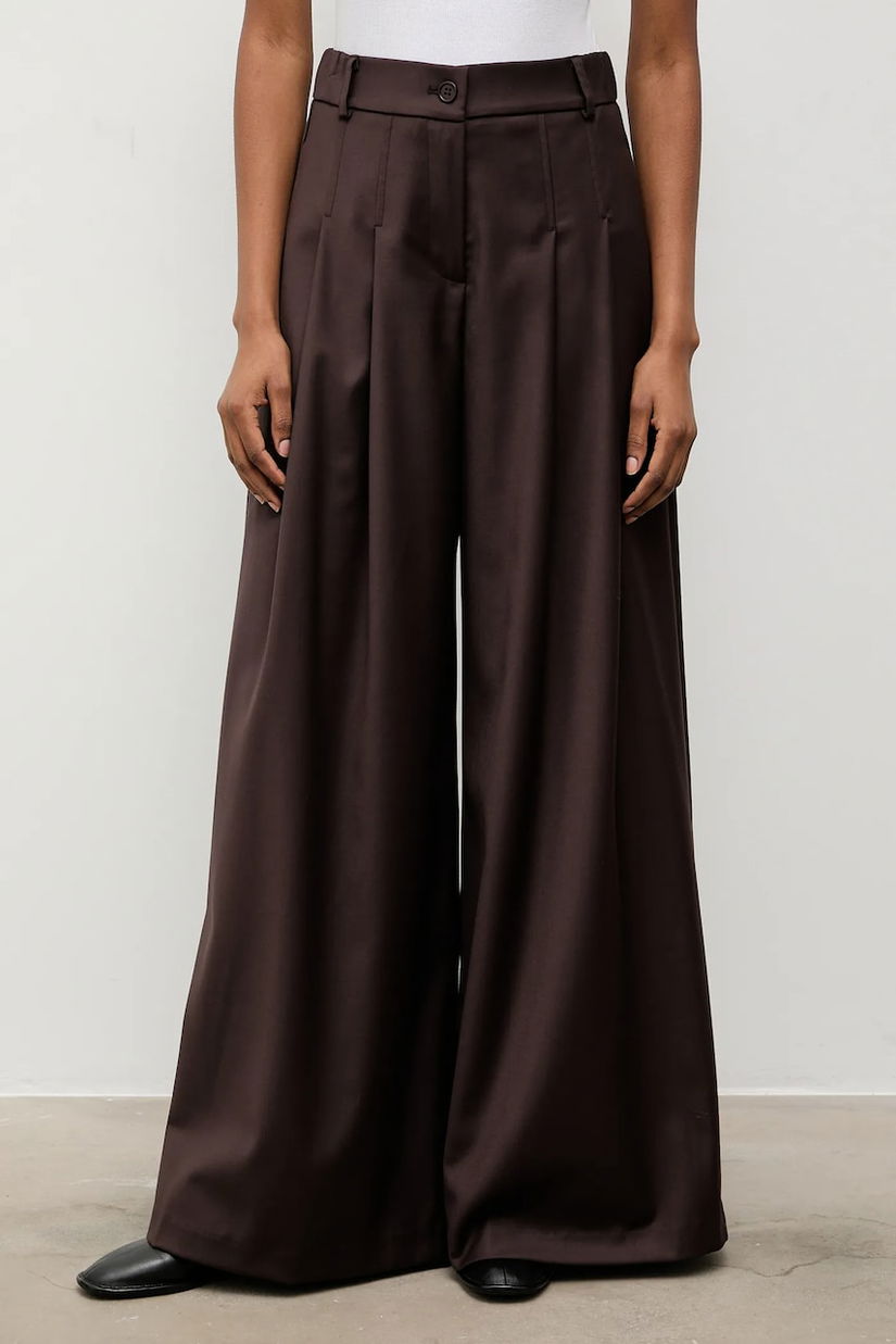 Answear.LAB pantaloni culoarea maro, lat, high waist