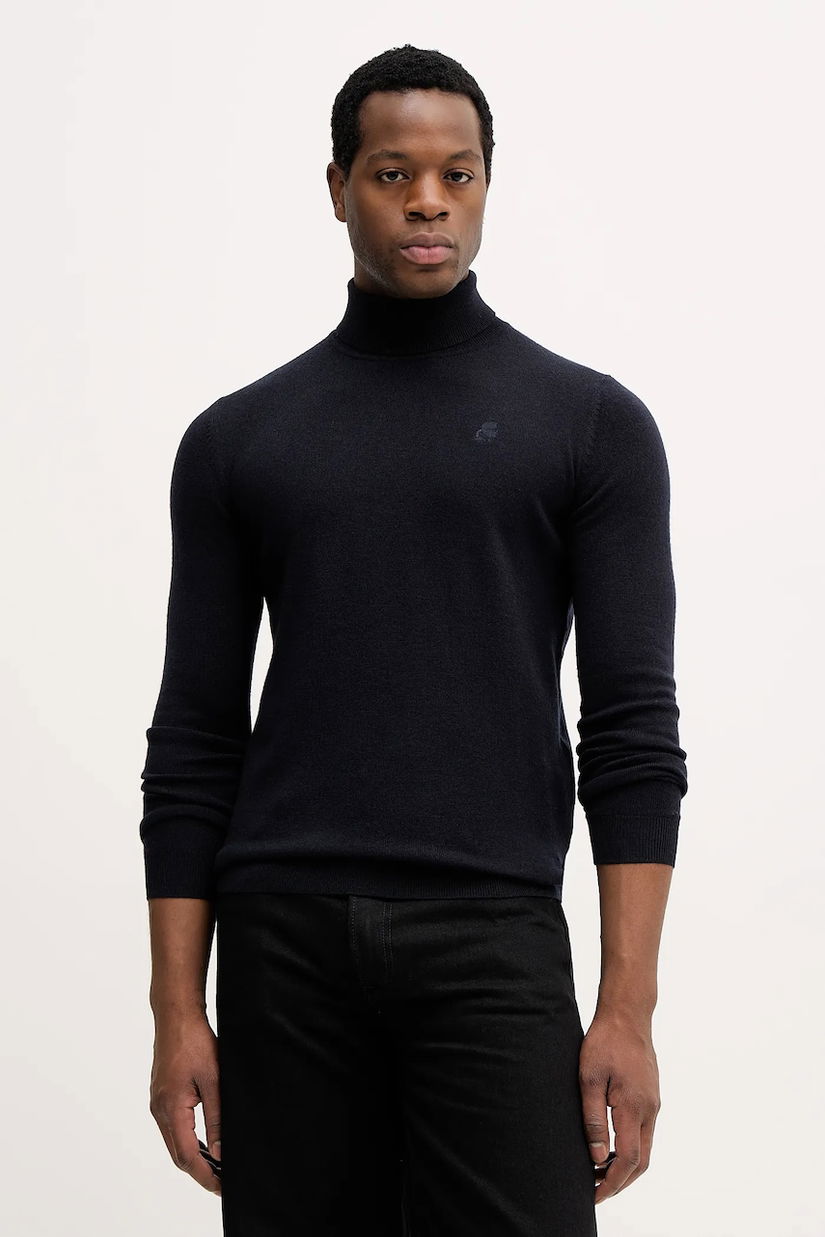 Karl Lagerfeld pulover de lână culoarea maro, light, cu guler, 554399.655058