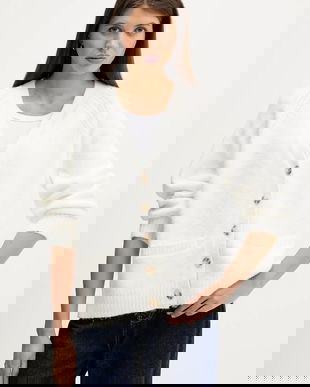 Abercrombie & Fitch cardigan culoarea alb, KI150-5462-178