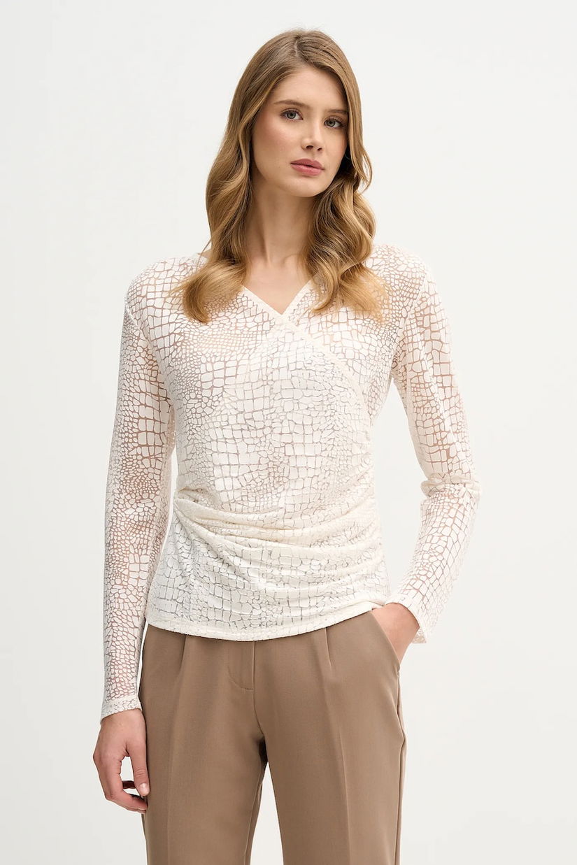 Sisley bluză culoarea bej, cu imprimeu, 3NDXL401A