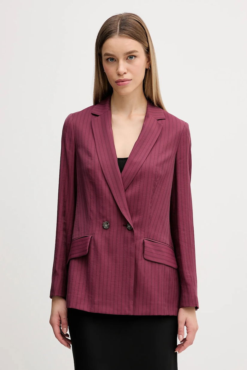 Sisley sacou culoarea bordo, cu două rânduri de nasturi, cu imprimeu, 24QVLW03B