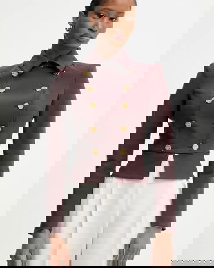 Elisabetta Franchi sacou culoarea bordo, cu două rânduri de nasturi, uni, GI18557E2