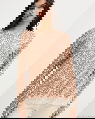 United Colors of Benetton longsleeve de pijama culoarea maro, 32V93M07V