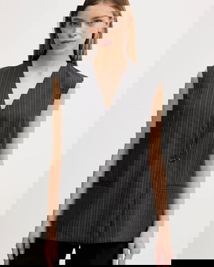 Sisley vestă culoarea gri, cu două rânduri de nasturi, 209YLJ00X