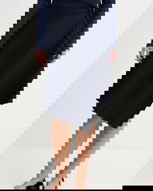 Sisley fustă din amestec de lână culoarea bleumarin, midi, evazați, 41JML0036