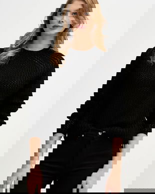 Sisley pulover din amestec de lână culoarea negru, 1WBZL106W