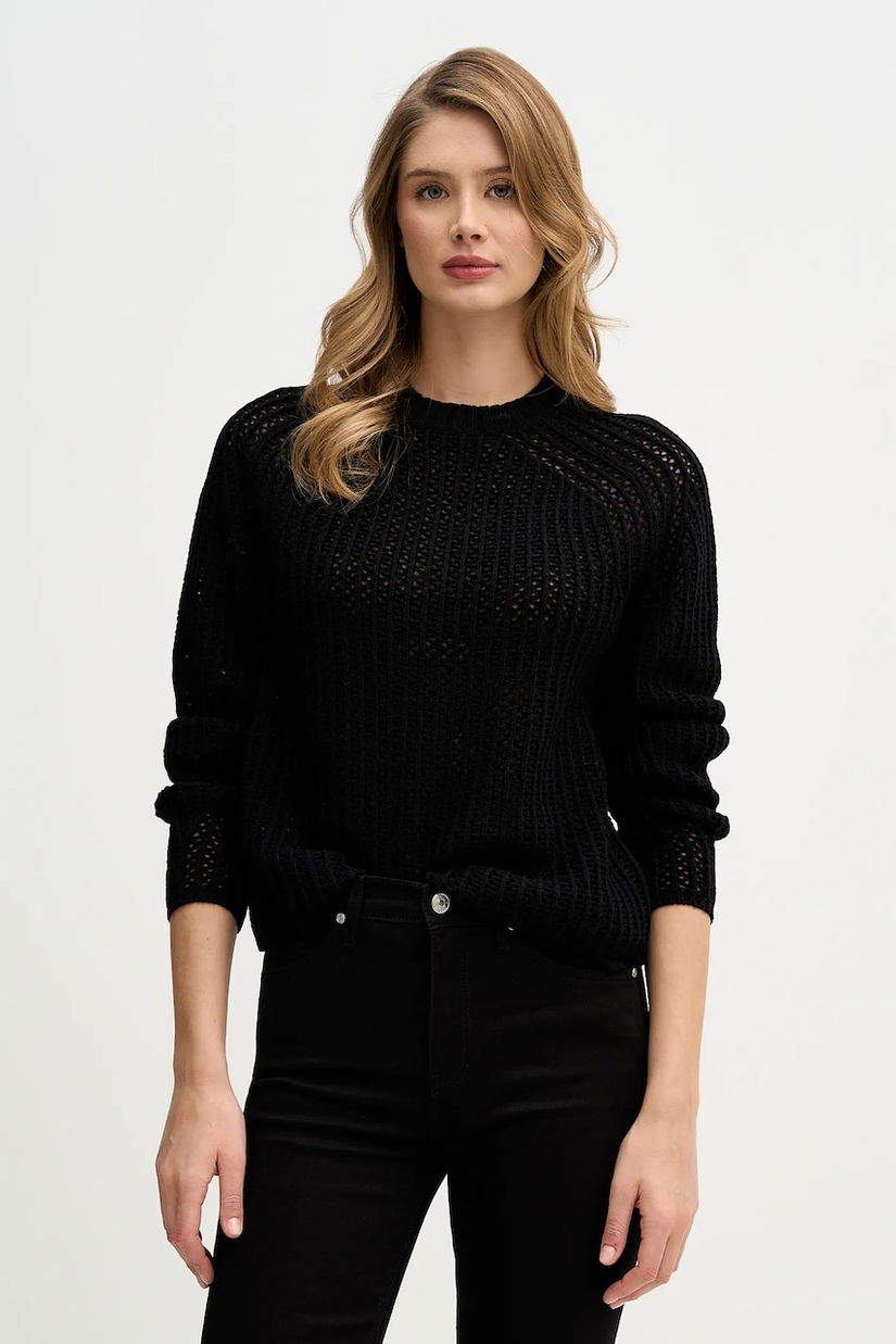 Sisley pulover din amestec de lână culoarea negru, 1WBZL106W