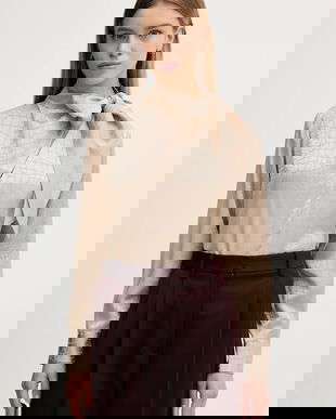 Sisley bluză culoarea bej, cu imprimeu, 5UTBLQ0A4