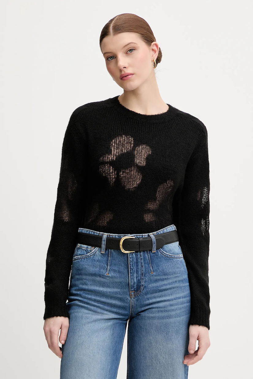 United Colors of Benetton pulover din amestec de lână culoarea negru, 18L4E10EW