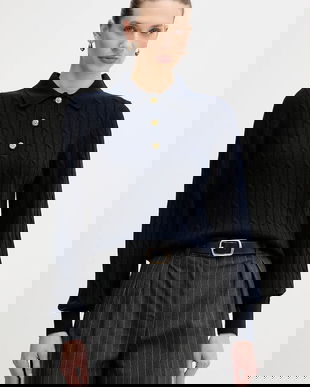 Barbour pulover din amestec de lână Evie culoarea bleumarin, LKN1730