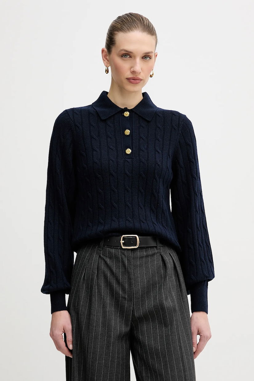 Barbour pulover din amestec de lână Evie culoarea bleumarin, LKN1730