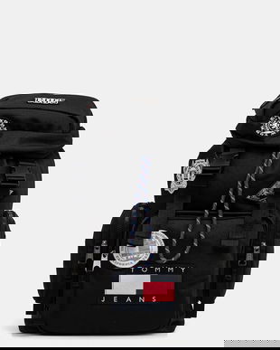 Tommy Jeans rucsac culoarea negru, mare, cu imprimeu, AM0AM14055