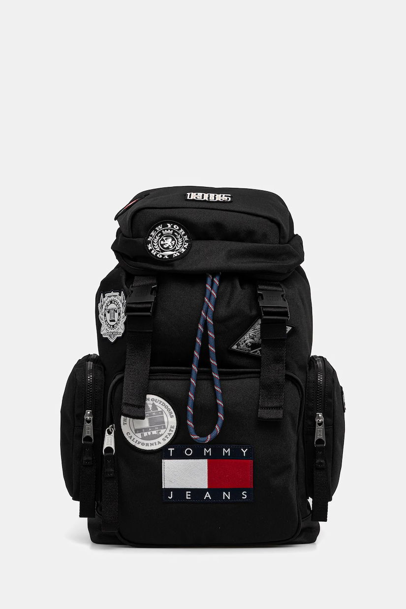 Tommy Jeans rucsac culoarea negru, mare, cu imprimeu, AM0AM14055