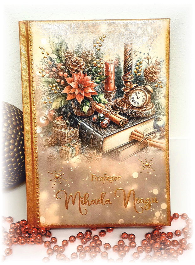 Agenda nedatata personalizata, format A5, cadou secret santa, Craciun, Invatatoare, profesoara