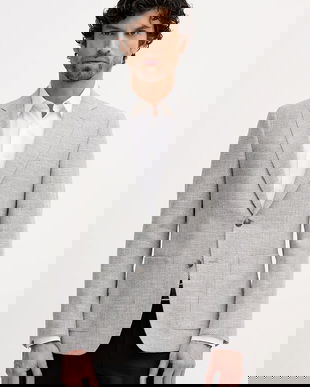 BOSS blazer din amestec de in culoarea gri, 50556910