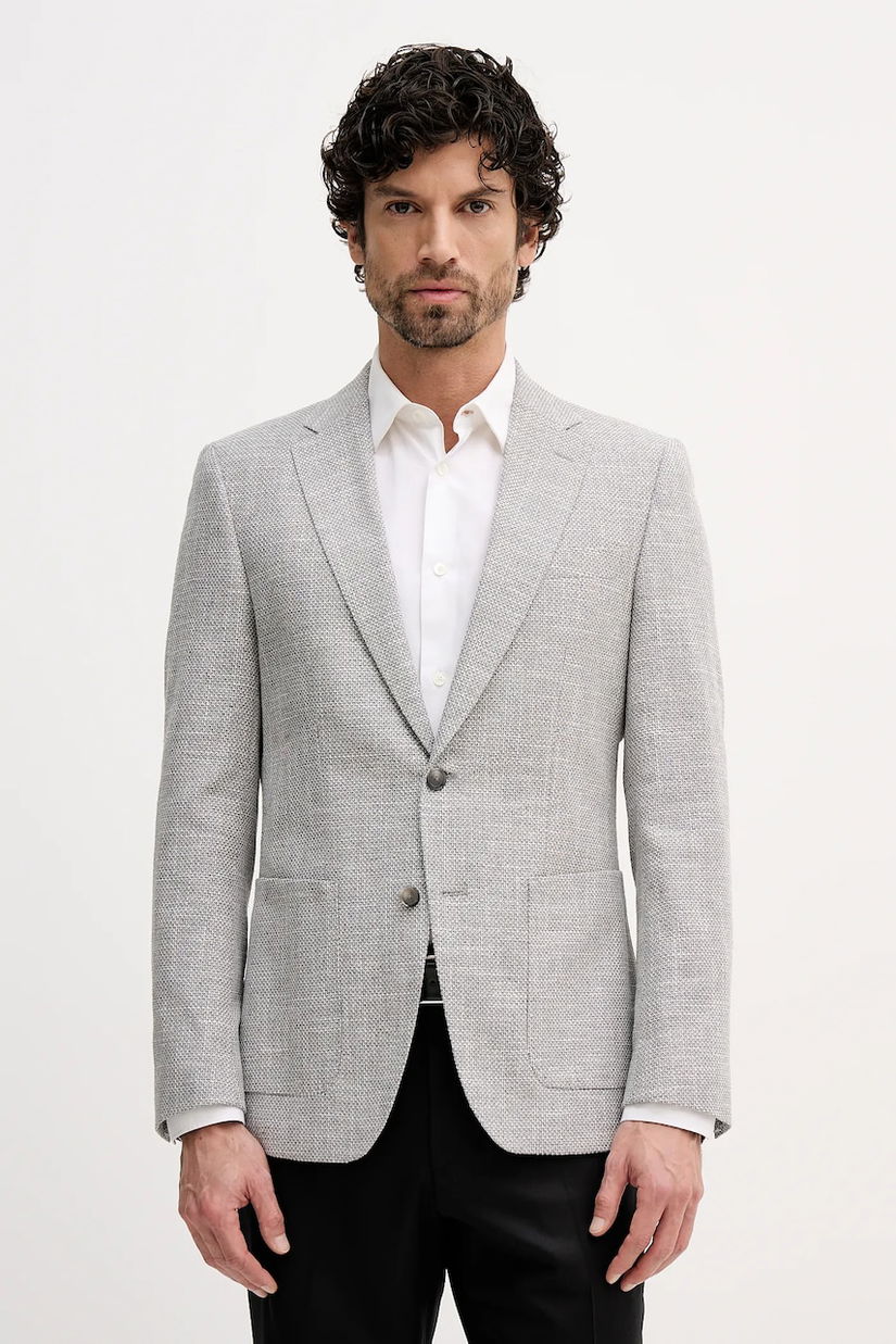 BOSS blazer din amestec de in culoarea gri, 50556910