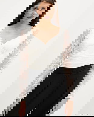 Abercrombie & Fitch bluză culoarea bej, cu imprimeu, KI139-5872-178