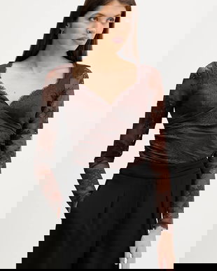 Abercrombie & Fitch bluză culoarea maro, in modele florale, KI139-5872-480