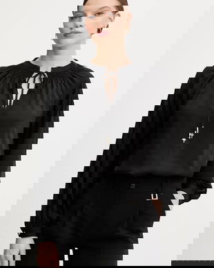 Joop! bluză culoarea negru, uni, 30100470