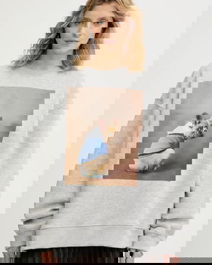 MUNTHE bluză ROULA culoarea gri, cu imprimeu, 254113025466