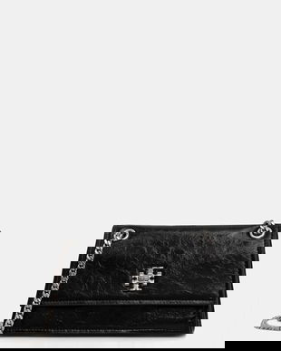 Tory Burch poșetă de piele Kira Turnlock culoarea negru, 176642-001