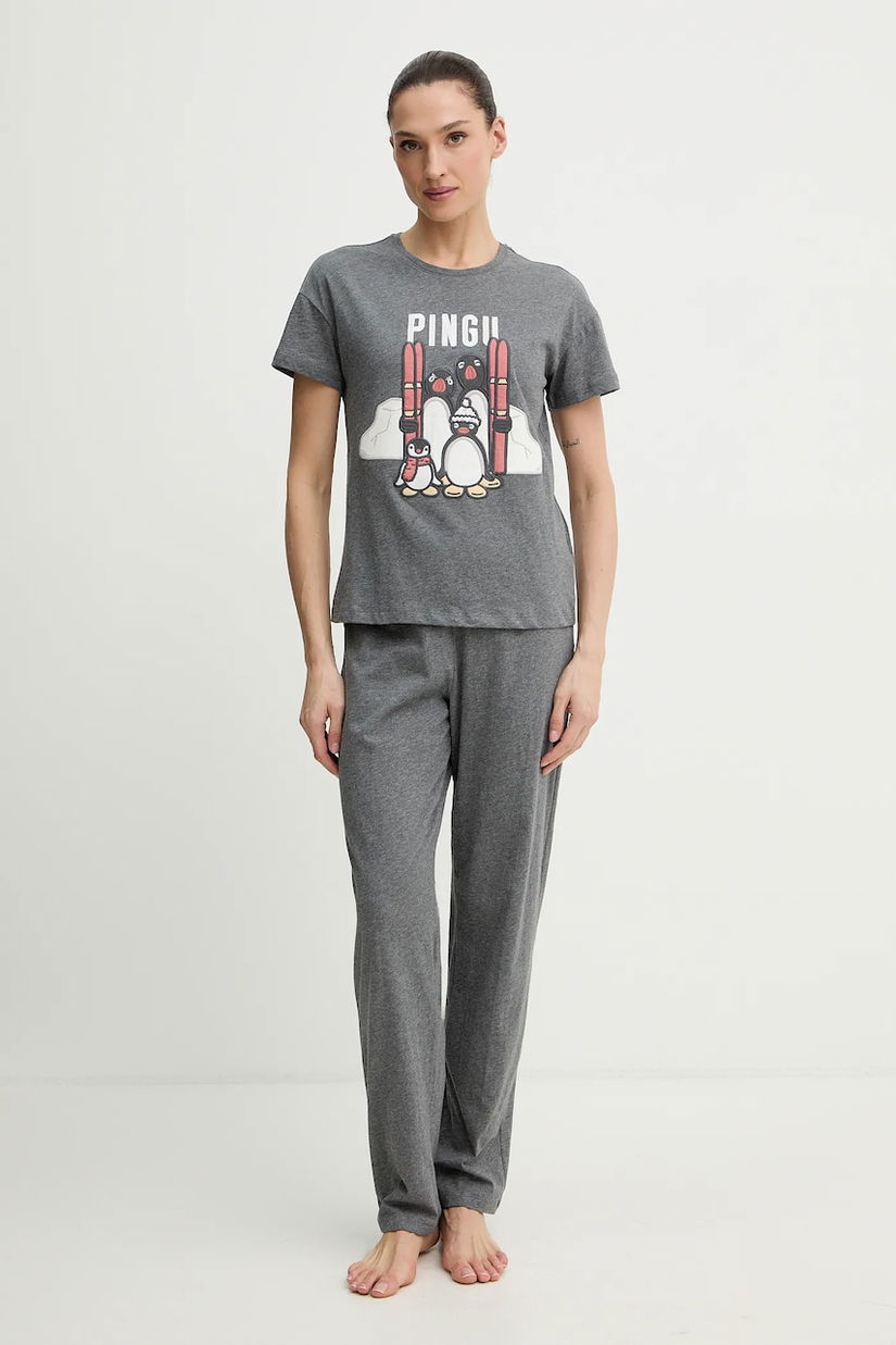 women'secret pijamale de bumbac culoarea gri, bumbac, 3132246