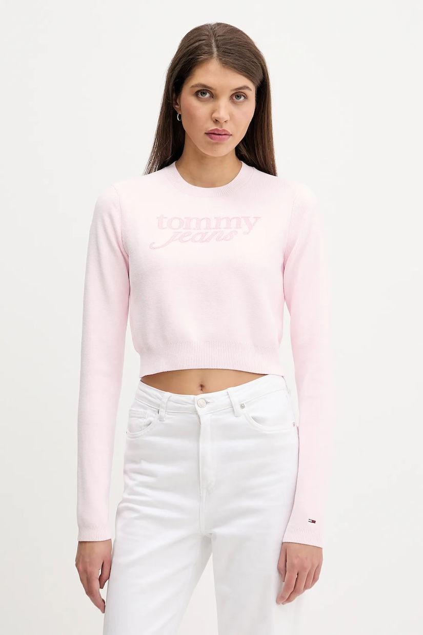 Tommy Jeans pulover culoarea roz, light, DW0DW22028