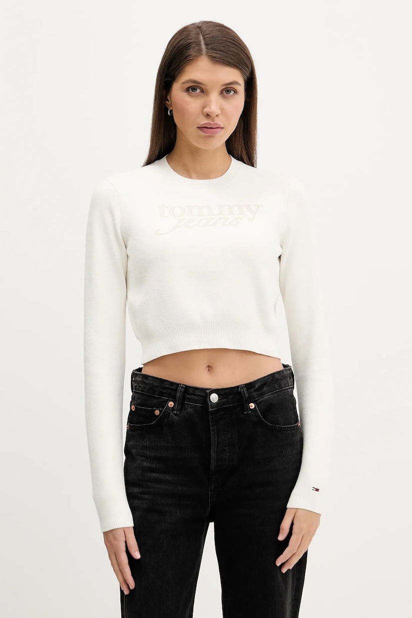 Tommy Jeans pulover culoarea bej, light, DW0DW22028