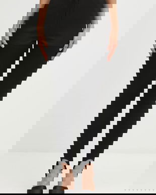 Coperni pantaloni Hybrid Rib culoarea negru, mulată, high waist, COPP138F3004