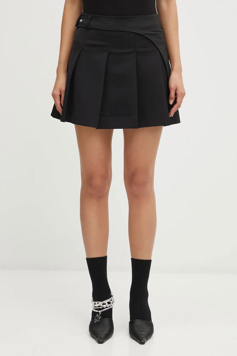 Heliot Emil fustă culoarea negru, mini, evazați, AW25_W_12_050_BLK01