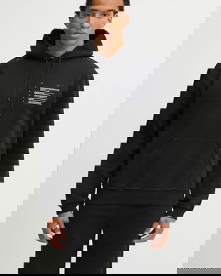 Heliot Emil hanorac de bumbac culoarea negru, cu glugă, cu imprimeu, AW25_M_08_087_BLK01