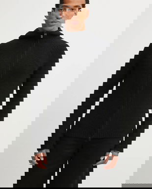 Heliot Emil cardigan din amestec de lână culoarea negru, AW25_M_07_085_BLK01