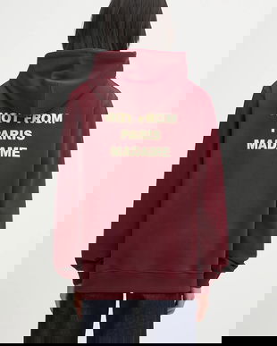 Drôle de Monsieur hanorac de bumbac Le Hoodie Slogan culoarea bordo, cu glugă, cu imprimeu, I.HO162.CO127