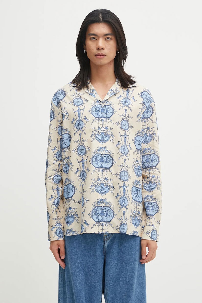 Drôle de Monsieur cămașă cu in La Chemise Patineur culoarea bej, regular, I.SH232.LI011