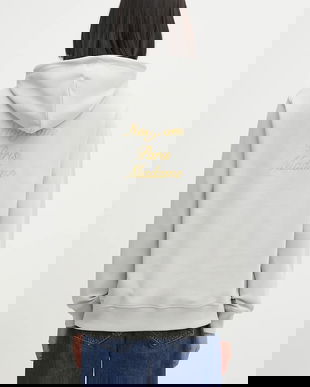 Drôle de Monsieur hanorac de bumbac Le Hoodie Slogan Calligraphy culoarea gri, cu glugă, cu imprimeu, I.HO168.CO127